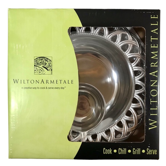 WILTON ARMETALE Harvest Chip & Dip Bowl Medium #470186 Aluminum Serveware NWT - Picture 1 of 12